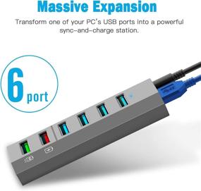 img 3 attached to 🔌 GARMESE 6-Port USB 3.0 Hub: Fast Data Transfer & Quick Charging for PC, Mac, iPhone, iPad, Galaxy Series & More - Gray