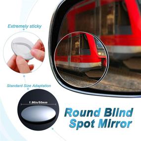 img 2 attached to 🔄 300mm Wide Flat Car Rear View Mirror with Interior Mounting - Includes Round Convex Blind Spot Mirrors for Cars, SUVs, and Trucks (Blue/Clear)