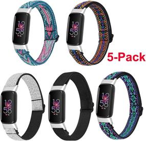 img 3 attached to Регулируемые эластичные ремешки Mtozon для Fitbit Luxe - Заменяемые нейлоновые петли на запястье, ультра-мягкие и дружественные к коже, подходящие для женщин и мужчин.