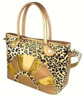 leopard print canvas pet carrier with faux leather - enhanced backbone for improved support logo