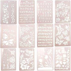 img 1 attached to 🎨 WINGOFFLY 12pcs Plastic Stencils for Scrapbooking, Drawing, Card & Craft Projects