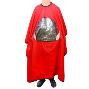 img 2 attached to 🔴 Tinksky Waterproof Hairdressing Gown with Viewing Window - Professional Salon Hair Cutting Cape (Red)