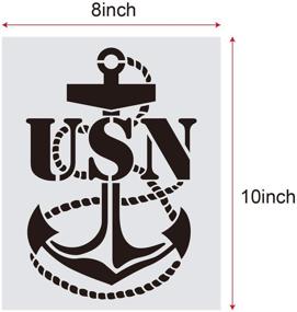 img 3 attached to 🎨 Премиумный набор из 9 штук шаблонов с изображением 50 звезд американского флага размером 10 х 8 дюймов из серии шаблонов для военной тематики - идеально подходит для дерева, ткани, бумаги, аэрографии, камней и стен - Морская пехота/Армия/ВВС/ВМС - многоразовые шаблоны