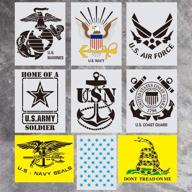 🎨 premium 9 pack 10 x 8 inch american 50 star stencil military series template – ideal for wood, fabric, paper, airbrush, rock, and wall art - marine corps/army/air force/navy - reusable stencil logo