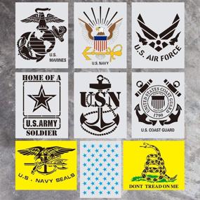 img 4 attached to 🎨 Premium 9 Pack 10 x 8 Inch American 50 Star Stencil Military Series Template – Ideal for Wood, Fabric, Paper, Airbrush, Rock, and Wall Art - Marine Corps/Army/Air Force/Navy - Reusable Stencil