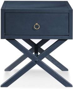 img 1 attached to 🏠 House of Living Art End Table – Stylish Navy Blue Side Table with Drawer and Metal Knob in Mid Century Modern Collection