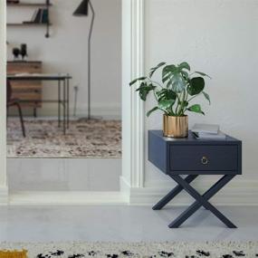 img 3 attached to 🏠 House of Living Art End Table – Stylish Navy Blue Side Table with Drawer and Metal Knob in Mid Century Modern Collection