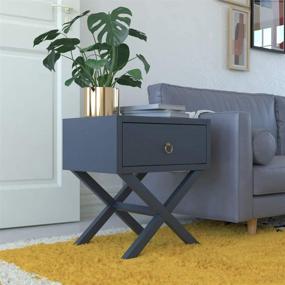 img 4 attached to 🏠 House of Living Art End Table – Stylish Navy Blue Side Table with Drawer and Metal Knob in Mid Century Modern Collection