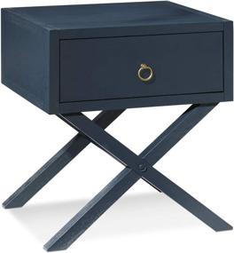 img 2 attached to 🏠 House of Living Art End Table – Stylish Navy Blue Side Table with Drawer and Metal Knob in Mid Century Modern Collection