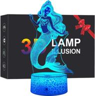 🧜 magical mermaid 3d lamp night light for kids with smart touch &amp; remote - 7 colors + 16 colors changing dimmable mermaid gifts for girls children логотип