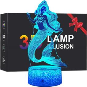 img 4 attached to 🧜 Magical Mermaid 3D Lamp Night Light for Kids with Smart Touch &amp; Remote - 7 Colors + 16 Colors Changing Dimmable Mermaid Gifts for Girls Children