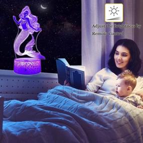 img 1 attached to 🧜 Magical Mermaid 3D Lamp Night Light for Kids with Smart Touch &amp; Remote - 7 Colors + 16 Colors Changing Dimmable Mermaid Gifts for Girls Children