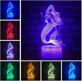 img 3 attached to 🧜 Magical Mermaid 3D Lamp Night Light for Kids with Smart Touch &amp; Remote - 7 Colors + 16 Colors Changing Dimmable Mermaid Gifts for Girls Children