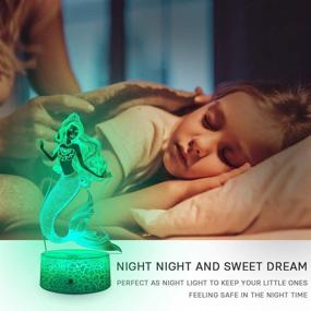 img 2 attached to 🧜 Magical Mermaid 3D Lamp Night Light for Kids with Smart Touch &amp; Remote - 7 Colors + 16 Colors Changing Dimmable Mermaid Gifts for Girls Children