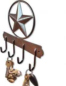 img 4 attached to 🔑 Rustic Brown Texas Country Western Key Holder - Wall Décor Key Hanger for Home, Vintage Metal Key Hangers for Wall, Star Key Rack Hook Wall Holders with Multiple Hooks for Keys