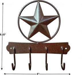 img 3 attached to 🔑 Rustic Brown Texas Country Western Key Holder - Wall Décor Key Hanger for Home, Vintage Metal Key Hangers for Wall, Star Key Rack Hook Wall Holders with Multiple Hooks for Keys