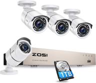 📷 zosi 8ch poe security camera system with 1tb hard drive, h.265+ 5mp nvr recorder, 4pcs wired indoor outdoor poe ip bullet cameras with 120ft night vision - ideal for home and business surveillance with 24/7 recording logo