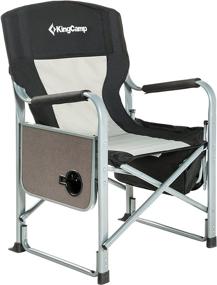 img 3 attached to 🪑 KingCamp Heavy Duty Folding Portable Padded Camping Director's Chair with Side Table Cooler Bag – Perfect for Outdoor Fishing, Tailgating, Sports, Backpacking, Beach Trip, Picnic – One Size, Black/Grey