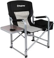 🪑 kingcamp heavy duty folding portable padded camping director's chair with side table cooler bag – perfect for outdoor fishing, tailgating, sports, backpacking, beach trip, picnic – one size, black/grey логотип