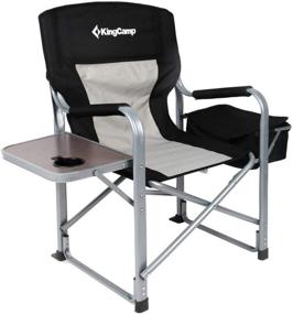 img 4 attached to 🪑 KingCamp Heavy Duty Folding Portable Padded Camping Director's Chair with Side Table Cooler Bag – Perfect for Outdoor Fishing, Tailgating, Sports, Backpacking, Beach Trip, Picnic – One Size, Black/Grey