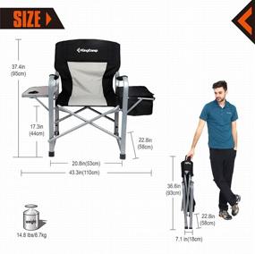 img 2 attached to 🪑 KingCamp Heavy Duty Folding Portable Padded Camping Director's Chair with Side Table Cooler Bag – Perfect for Outdoor Fishing, Tailgating, Sports, Backpacking, Beach Trip, Picnic – One Size, Black/Grey