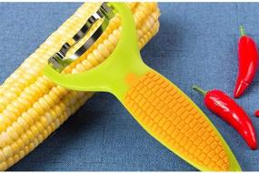 img 1 attached to 🌽 KeepingcooX Corn Zipper - Ergonomic Kitchen Tool for Removing Corn Kernels, Lovely Shape Corn Planer Cutter Cob Peeler Stripper, Premium 420 Stainless Steel with Non-Slip PP+TPR Handle