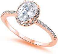 blue apple co. accent halo wedding promise ring - oval cut cubic zirconia, round cz - rose tone plated 925 sterling silver logo