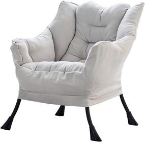 img 4 attached to 🪑 Homeflow Off-White Accent Armchair - Stylish Contemporary Design, Ideal for Any Room - Extra Large Cushions for Comfort, Durable Steel Frame, Supports up to 400 Pounds - Includes Two Side Pockets