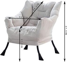 img 1 attached to 🪑 Homeflow Off-White Accent Armchair - Stylish Contemporary Design, Ideal for Any Room - Extra Large Cushions for Comfort, Durable Steel Frame, Supports up to 400 Pounds - Includes Two Side Pockets