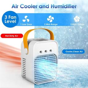 img 3 attached to 🌬️ Personal USB Air Cooler: Quiet 3-Speed Air Conditioner Fan with Misting & Portable Handle for Home, Office, Room