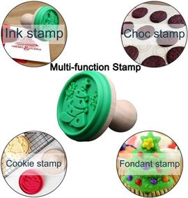 img 3 attached to 🎄 Christmas Silicone Cookie Stamps Set: Festive Heat Resistant Baking Stamps with Christmas Bell, Reindeer, Tree Designs and Wooden Press - Perfect Party Novelty DIY Baking Gift, Non-Stick & BPA Free