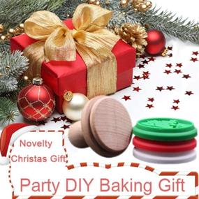 img 1 attached to 🎄 Christmas Silicone Cookie Stamps Set: Festive Heat Resistant Baking Stamps with Christmas Bell, Reindeer, Tree Designs and Wooden Press - Perfect Party Novelty DIY Baking Gift, Non-Stick & BPA Free