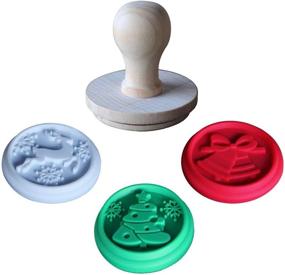 img 4 attached to 🎄 Christmas Silicone Cookie Stamps Set: Festive Heat Resistant Baking Stamps with Christmas Bell, Reindeer, Tree Designs and Wooden Press - Perfect Party Novelty DIY Baking Gift, Non-Stick & BPA Free