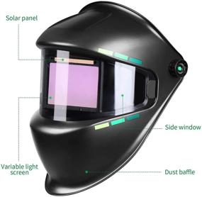 img 3 attached to 👷 Large View Solar Welding Helmet - Professional True Color 1/1/1/1 Auto Darkening Welding Helmet with 4 Arc Sensors, Wide Shade 3/5-9/9-13, Electric Welder's Helmet - Includes 6 Welding Mask Lens for TIG MIG MAG - By Ginour