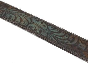 img 2 attached to 🧣 Turquoise Tinted Embossed Brown Leather Belt with Western Scroll Buckle