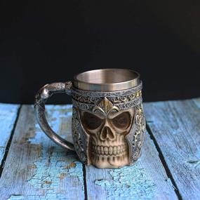 img 1 attached to Otartu 13oz Viking Skull Coffee Mug - Stainless Steel Liner - Perfect Father's Day Gift for Men