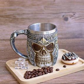 img 3 attached to Otartu 13oz Viking Skull Coffee Mug - Stainless Steel Liner - Perfect Father's Day Gift for Men