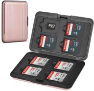 qkenvo aluminum shock resistant carrying box holder memory card storage box case holder 8 slots for sd sdhc mmc micro sd tf cards (pink) logo