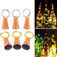 🍷 muasdae 6 pack warm white solar wine bottle lights, bottle cork 10 led fairy string lights - white solar lights for party, diy, decoration, halloween, wedding - enhanced seo логотип