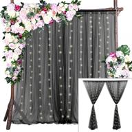 black sheer backdrop curtains with lights string for parites wedding bridal shower tulle backdrop curtain for baby shower birthday party photo shoot background wall decorations 10×8ft logo