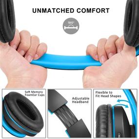 img 4 attached to 🎧 Zihnic Black/Blue Wireless Over-Ear Headset: Deep Bass, Bluetooth & Wired Stereo Headphones with Built-in Mic for Cell Phone, TV, PC - Soft Earmuffs & Light Weight for Prolonged Wearing