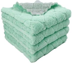 img 4 attached to 🧼 QURIPE 4-Pack Microfiber Cleaning Cloths: Double-Sided Dish Drying Towels for House Furniture, Kitchen, and Window Cleaning (Green + Grey)