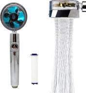 turbocharged shower head with filter & pause switch - high pressure, easy install, 360° rotating (blue) logo