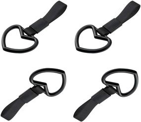 img 4 attached to Japanese Tsurikawa Heart-Shaped Warning Rings (Set of 4), ideal 🚊 for Subway and Bus Handle Hand Straps, Drift Charms in Black