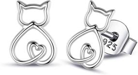 img 4 attached to 🐾 Cute Animal Stud Earrings Set for Women & Girls, INFUSEU Sterling Silver Earrings