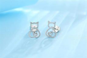 img 3 attached to 🐾 Cute Animal Stud Earrings Set for Women & Girls, INFUSEU Sterling Silver Earrings