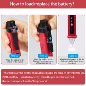 img 1 attached to 🔦 Advanced NonContact Voltage Tester: Tiancai Smart Electroscope with Adjustable Sensitivity, LED Flashlight, Buzzer, Display Screen & Pocket Clip - 12V to 1000V Range