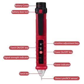 img 2 attached to 🔦 Advanced NonContact Voltage Tester: Tiancai Smart Electroscope with Adjustable Sensitivity, LED Flashlight, Buzzer, Display Screen & Pocket Clip - 12V to 1000V Range