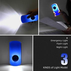 img 2 attached to 🔦 Rechargeable Emergency Light, 2 Pack LED Night Light Flashlight with Motion Sensor, Energy Saving Wall Mount Light Portable LED Torch 3-in-1 - Blue