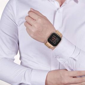 img 2 attached to 🌹 Stylish and Durable Liwin Metal Band for Fitbit Versa 2/Versa/Versa Lite - Rose Gold Stainless Steel Bracelet Wrist Bands for Men and Women